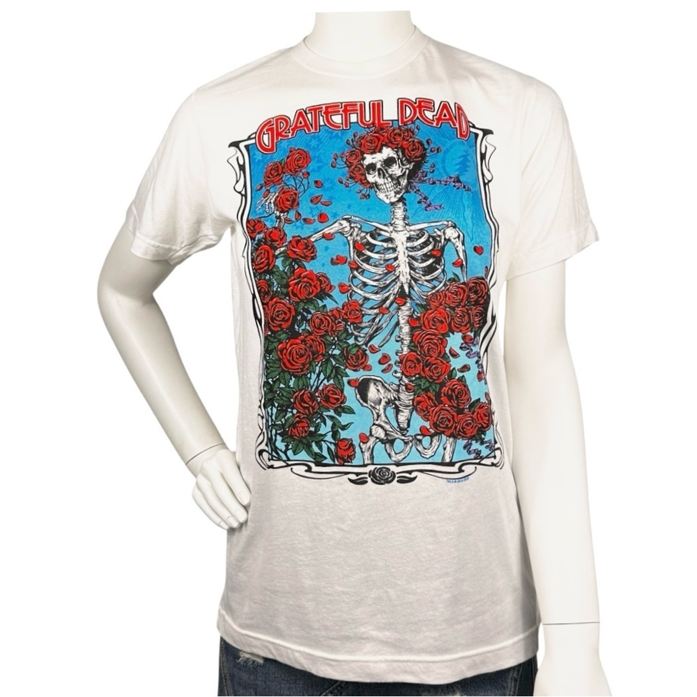 Grateful Dead Bertha Wheel & Roses White Athletic T-Shirt 2 Sided Size Small - Picture 4 of 11